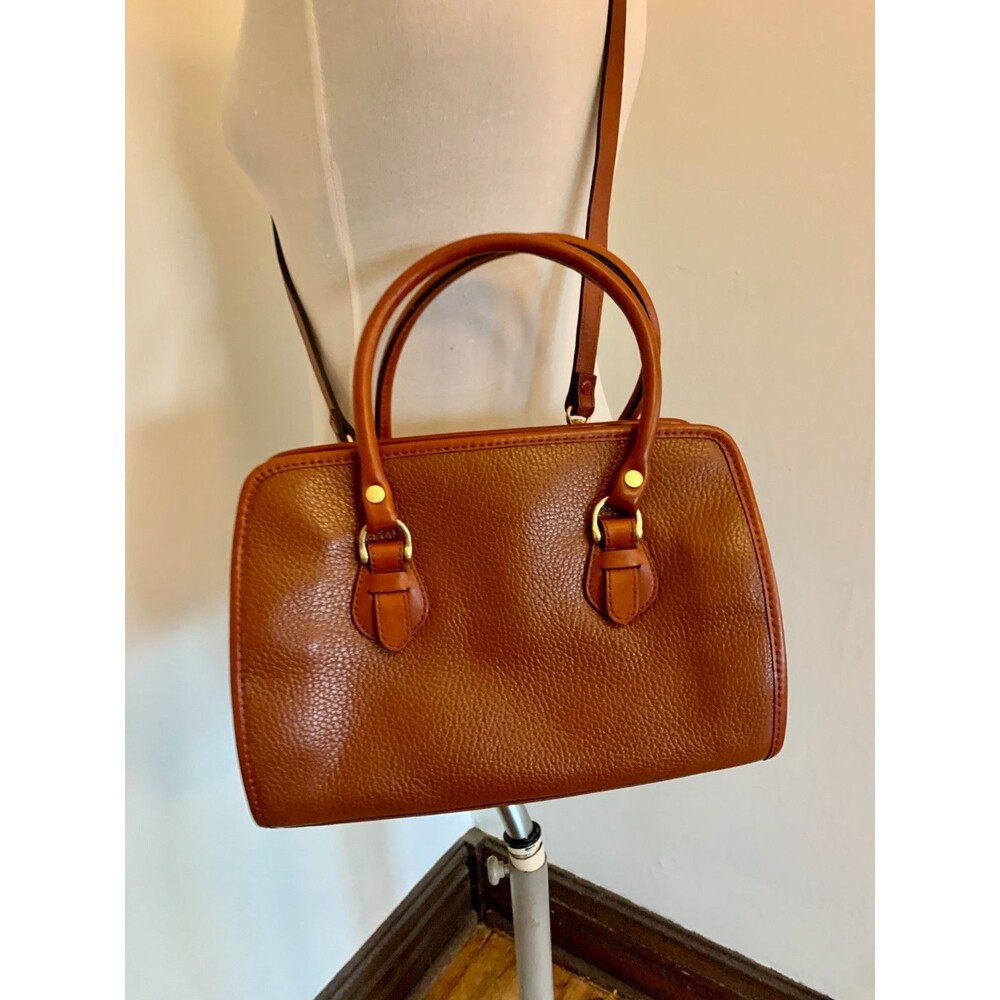 Leather & Co. by Liz Claiborne Brown Leather Crossbody Purse Bag Satchel Round - Picture 9 of 13